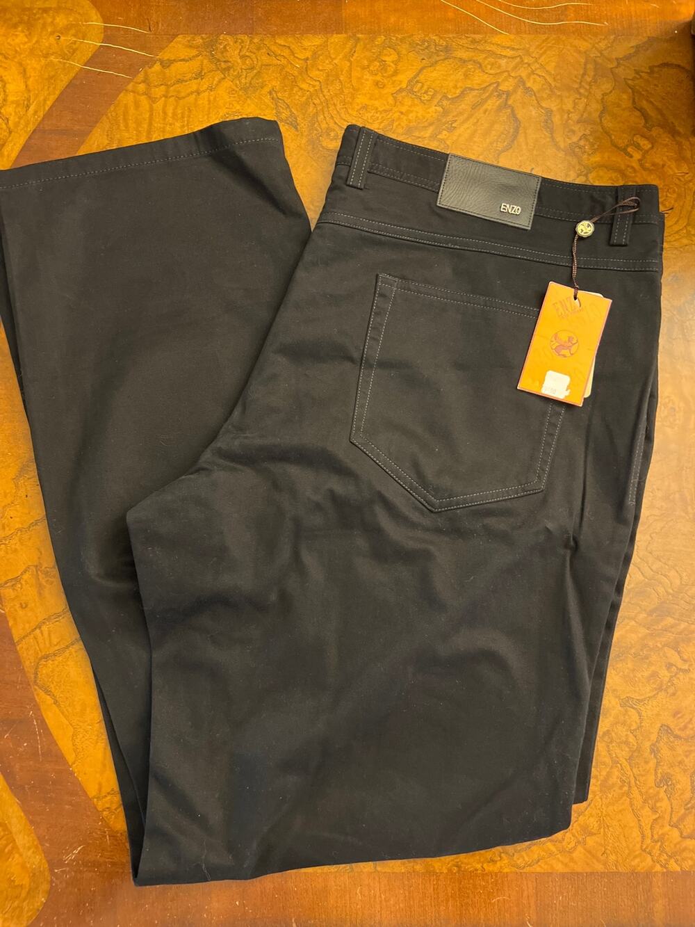 Men's Enzo Black Jeans 100% Cotton NWT 42" x 32"
